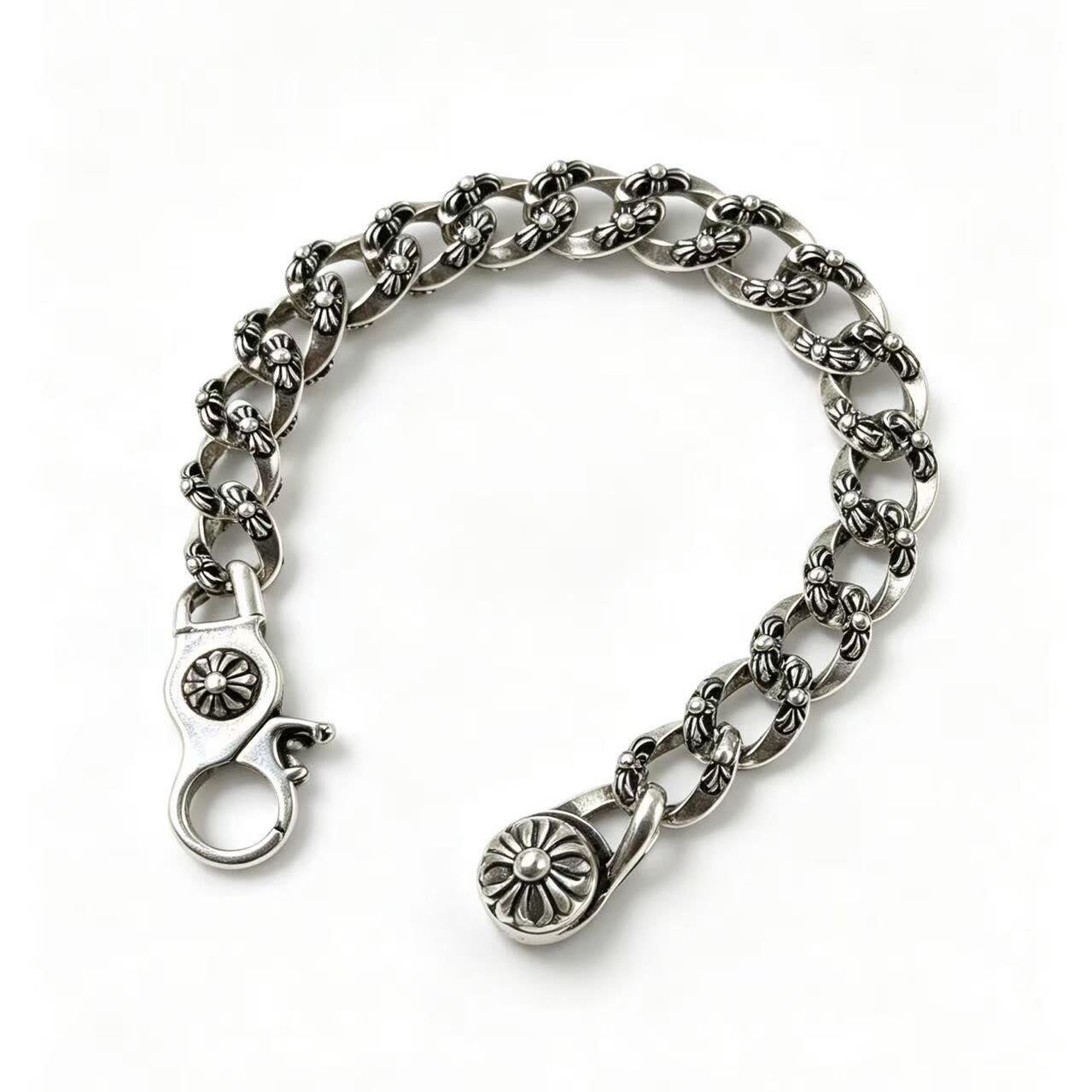 Chrome Hearts Silver Flower Link Bracelet